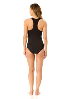 Women's Live In Color Textured Scoop Neck Front Racerback One Piece Swimsuit(Womens Live In Color Textured Scoop Neck Front Racerback One Piece Swimsuit) 8 Women's Live In Color Textured Scoop Neck Front Racerback One Piece Swimsuit(Womens Live In Color Textured Scoop Neck Front Racerback One Piece Swimsuit) -Anne Cole Store 25MO10101 BLK 764