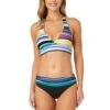 Women's Barcode Stripe Halter Bikini Top(Womens Barcode Stripe Halter Bikini Top)