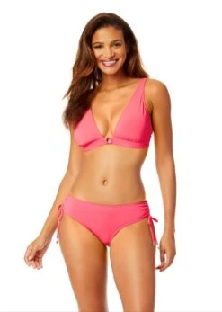Women's Live In Color Ring Plunge Triangle Bikini Swim Top(Womens Live In Color Ring Plunge Triangle Bikini Swim Top)