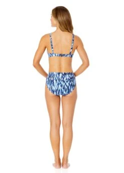 Women's Tie Dye Ikat Ring Plunge Triangle Bikini Swim Top(Womens Tie Dye Ikat Ring Plunge Triangle Bikini Swim Top) -Anne Cole Store 25MT14668 BLWH 25MB37468 BLWH 1130