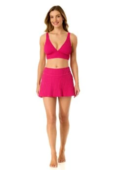 Women's Live In Color Textured Shirred Soft Band Bralette Bikini Swim Top(Womens Live In Color Textured Shirred Soft Band Bralette Bikini Swim Top 2) -Anne Cole Store 25MT15001 FANPK 25MB39301 FANPK 817