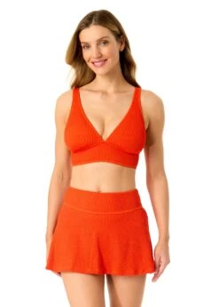 Women's Live In Color Textured Shirred Soft Band Bralette Bikini Swim Top(Womens Live In Color Textured Shirred Soft Band Bralette Bikini Swim Top 1)