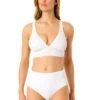 Women's Live In Color Textured Shirred Soft Band Bralette Bikini Swim Top(Womens Live In Color Textured Shirred Soft Band Bralette Bikini Swim Top 4) -Anne Cole Store 25MT15001 WHITE 25MB39101 WHITE 591 FRONT
