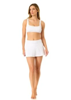 Women's Live In Color Textured Classic Square Neck Bralette Bikini Swim Top(Womens Live In Color Textured Classic Square Neck Bralette Bikini Swim Top 2) -Anne Cole Store 25MT15101 WHITE 25MB39301 WHITE 503