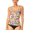Women's Gradient Floral Twist Front Underwire Tankini Swim Top(Womens Gradient Floral Twist Front Underwire Tankini Swim Top) -Anne Cole Store 25MT23313 MULT MYMB36001 BLK 2106 FRONT