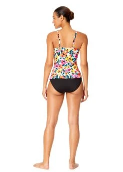 Women's Gradient Floral Twist Front Underwire Tankini Swim Top(Womens Gradient Floral Twist Front Underwire Tankini Swim Top) -Anne Cole Store 25MT23313 MULT MYMB36001 BLK 2127