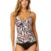 Women's Tiger Dance Twist Front Underwire Tankini Swim Top(Womens Tiger Dance Twist Front Underwire Tankini Swim Top) -Anne Cole Store 25MT23393 MULT MYMB36001 BLK 161 FRONT