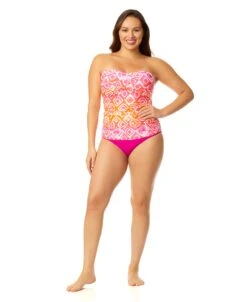 Women's Tie Dye Foulard Twist Front Bandeaukini Swim Top(Womens Tie Dye Foulard Twist Front Bandeaukini Swim Top) -Anne Cole Store 25MT25010 MULT MYMB36001 HBCU 896