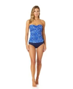 Women's Denim Dot Twist Front Bandeaukini Swim Top(Womens Denim Dot Twist Front Bandeaukini Swim Top) 8 Women's Denim Dot Twist Front Bandeaukini Swim Top(Womens Denim Dot Twist Front Bandeaukini Swim Top) -Anne Cole Store 25MT25012 DEPR MYMB36001 NAVY 190