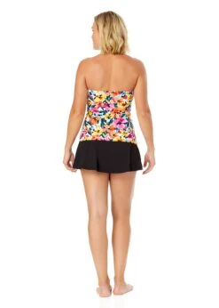 Women's Gradient Floral Twist Front Bandeaukini Swim Top(Womens Gradient Floral Twist Front Bandeaukini Swim Top) -Anne Cole Store 25MT25013 MULT MYMB42001 BLK 1396