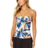 Women's Riviera Floral Twist Front Bandeaukini Swim Top(Womens Riviera Floral Twist Front Bandeaukini Swim Top) -Anne Cole Store 25MT25015 MULT MYMB42001 BLK 604 FRONT