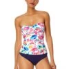 Women's Watercolor Paisley Twist Front Bandeaukini Swim Top(Womens Watercolor Paisley Twist Front Bandeaukini Swim Top) -Anne Cole Store 25MT25070 MULT MYMB36001 NAVY 1314 FRONT