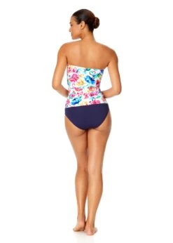 Women's Watercolor Paisley Twist Front Bandeaukini Swim Top(Womens Watercolor Paisley Twist Front Bandeaukini Swim Top) -Anne Cole Store 25MT25070 MULT MYMB36001 NAVY 1341
