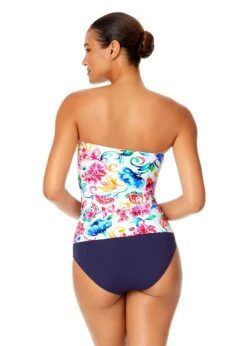 Women's Watercolor Paisley Twist Front Bandeaukini Swim Top(Womens Watercolor Paisley Twist Front Bandeaukini Swim Top) -Anne Cole Store 25MT25070 MULT MYMB36001 NAVY 1341 BACK