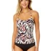 Women's Tiger Dance Twist Front Bandeaukini Swim Top(Womens Tiger Dance Twist Front Bandeaukini Swim Top) -Anne Cole Store 25MT25093 MULT MYMB36001 BLK 328 FRONT