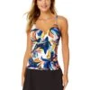 Women's Riviera Floral Hidden Underwire Drape Front Tankini Swim Top(Womens Riviera Floral Hidden Underwire Drape Front Tankini Swim Top) -Anne Cole Store 25MT25715 MULT MYMB41401 BLK 376 FRONT