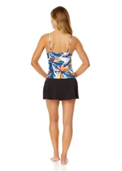 Women's Riviera Floral Hidden Underwire Drape Front Tankini Swim Top(Womens Riviera Floral Hidden Underwire Drape Front Tankini Swim Top) -Anne Cole Store 25MT25715 MULT MYMB41401 BLK 393