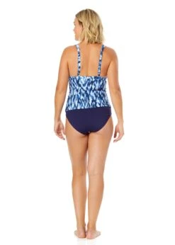 Women's Tie Dye Ikat Ring Plunge Tankini Swim Top(Womens Tie Dye Ikat Ring Plunge Tankini Swim Top) -Anne Cole Store 25MT26368 BLWH MYMB36001NAVY 2684