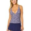 Women's Shibori Geo Ring Plunge Tankini Swim Top(Womens Shibori Geo Ring Plunge Tankini Swim Top) -Anne Cole Store 25MT26375 BLPR MYMB41401 NAVY 1025 FRONT