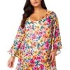 Women's Plus Gradient Floral Flounce V Neck Tunic Swimsuit Cover Up(Womens Plus Gradient Floral Flounce V Neck Tunic Swimsuit Cover Up) -Anne Cole Store 25PC51013 MULT 1637 FRONT