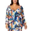 Women's Plus Riviera Floral Flounce V Neck Tunic Swimsuit Cover Up(Womens Plus Riviera Floral Flounce V Neck Tunic Swimsuit Cover Up) -Anne Cole Store 25PC51015 MULT 3061 FRONT