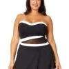 Women's Plus Mesh Around Paneled Strapless Mesh Swim Dress(Womens Plus Mesh Around Paneled Strapless Mesh Swim Dress) -Anne Cole Store 25PD61901 BLK 2705 FRONT