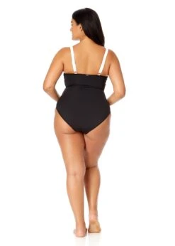 Women's Plus Mesh Around Mesh Insert One Piece Swimsuit(Womens Plus Mesh Around Mesh Insert One Piece Swimsuit) -Anne Cole Store 25PO02001 BLK 2616