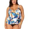 Women's Plus Riviera Floral Easy Triangle Tankini Swim Top(Womens Plus Riviera Floral Easy Triangle Tankini Swim Top) -Anne Cole Store 25PT22415 MULT MYPB36001 BLK 2165 FRONT