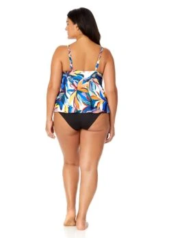 Women's Plus Riviera Floral Easy Triangle Tankini Swim Top(Womens Plus Riviera Floral Easy Triangle Tankini Swim Top) -Anne Cole Store 25PT22415 MULT MYPB36001 BLK 2193