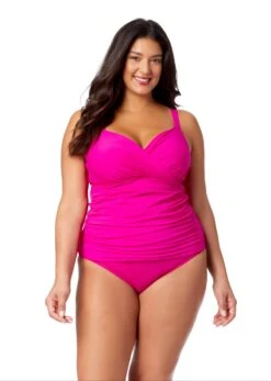 Women's Plus Live In Color Twist Front Underwire Tankini Swim Top(Womens Plus Live In Color Twist Front Underwire Tankini Swim Top 1)