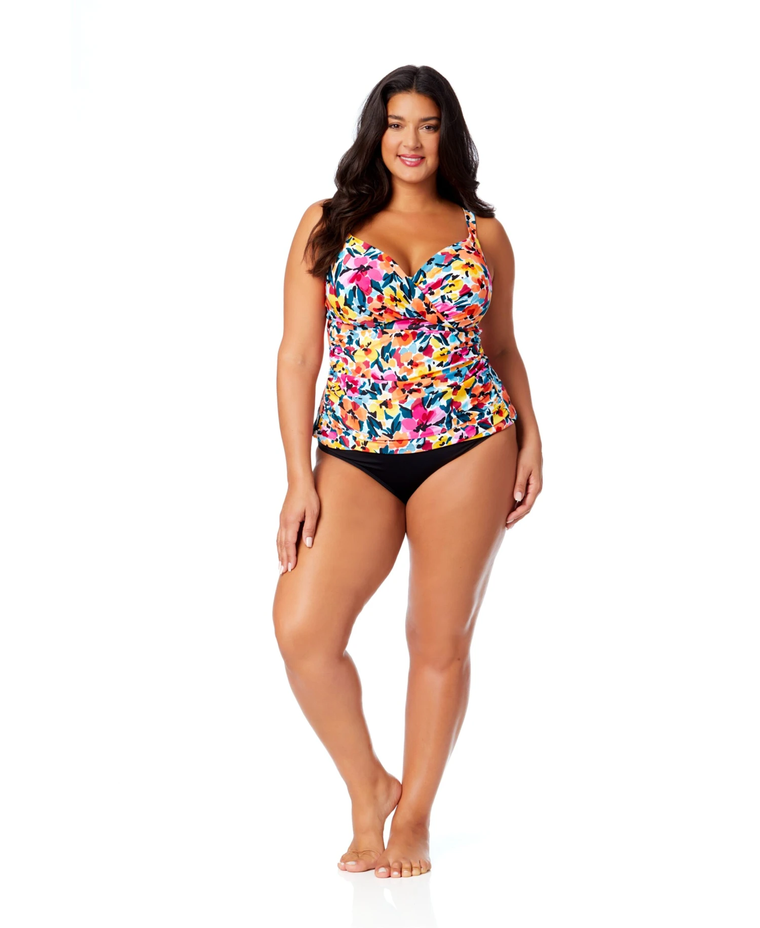 Women's Plus Gradient Floral Twist Front Underwire Tankini Swim Top(Womens Plus Gradient Floral Twist Front Underwire Tankini Swim Top) 4 Women's Plus Gradient Floral Twist Front Underwire Tankini Swim Top(Womens Plus Gradient Floral Twist Front Underwire Tankini Swim Top) - Image 4