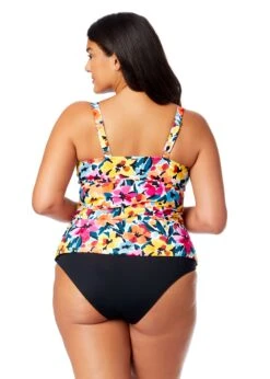 Women's Plus Gradient Floral Twist Front Underwire Tankini Swim Top(Womens Plus Gradient Floral Twist Front Underwire Tankini Swim Top) 8 Women's Plus Gradient Floral Twist Front Underwire Tankini Swim Top(Womens Plus Gradient Floral Twist Front Underwire Tankini Swim Top) -Anne Cole Store 25PT23313 MULT MYPB36001 BLK 682 BACK