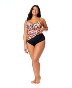 Women's Plus Gradient Floral Twist Front Underwire Tankini Swim Top(Womens Plus Gradient Floral Twist Front Underwire Tankini Swim Top) 11 Women's Plus Gradient Floral Twist Front Underwire Tankini Swim Top(Womens Plus Gradient Floral Twist Front Underwire Tankini Swim Top) -Anne Cole Store 25PT23313 MULT MYPB36001 BLK 699