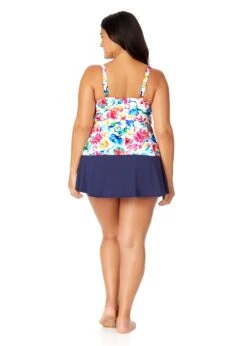 Women's Plus Watercolor Paisley Twist Front Underwire Tankini Swim Top(Womens Plus Watercolor Paisley Twist Front Underwire Tankini Swim Top) -Anne Cole Store 25PT23370 MULT MYPB41401 NAVY 2424