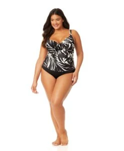Women's Plus Palm Chic Drape Front Underwire Swim Top(Womens Plus Palm Chic Drape Front Underwire Swim Top) -Anne Cole Store 25PT26545 BKWH MYPB36001 BLK 935 1632af83 b658 4023 bd13 a0b68550e3cb