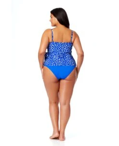 Women's Plus Denim Dot Wrap Tie Tankini Swim Top(Womens Plus Denim Dot Wrap Tie Tankini Swim Top) -Anne Cole Store 25PT26712 DEPR MYPB36001 AZUR 253