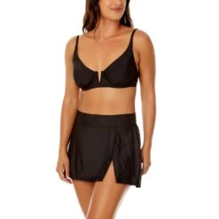 Anne Cole - Women's V Wire Elongated Underwire Bikini Swim Top(Anne Cole Womens V Wire Elongated Underwire Bikini Swim Top) -Anne Cole Store ACST001 BLK ACSS001 BLKFRONT