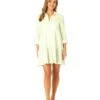 Women's Button Front Long Sleeve Tiered Dress Cover Up(Womens Button Front Long Sleeve Tiered Dress Cover Up) -Anne Cole Store CU15865 ISLANDSTRIPELIME 1556
