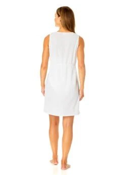 Women's V Neck Dress With Drawstring Waist Detail Cover Up(Womens V Neck Dress With Drawstring Waist Detail Cover Up) -Anne Cole Store CU181705 BRIGHT WHITE 1250