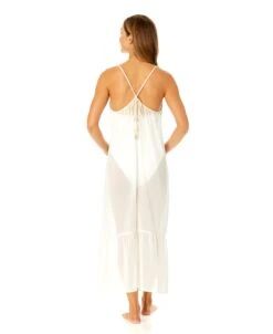 Women's Adjustable Maxi Dress With Seashell Trim Cover Up(Womens Adjustable Maxi Dress With Seashell Trim Cover Up) -Anne Cole Store CU2945 GARDENIA 1423