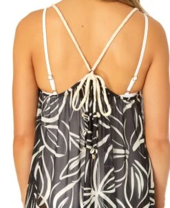 Women's Adjustable Maxi Dress With Seashell Trim Cover Up(Womens Adjustable Maxi Dress With Seashell Trim Cover Up 1) -Anne Cole Store CU2945 MONOFLORAL 1447