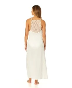 Women's V Neck Braided Shell Strap Cover Up(Womens V Neck Braided Shell Strap Cover Up 1) -Anne Cole Store CU4875 GARDENIA 1511