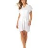 Women's Button Up With Pockets Cover Up(Womens Button Up With Pockets Cover Up) -Anne Cole Store CU61435 BRIGHTWHITE 277