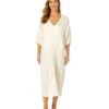 Women's Double V Neck Kaftan Cover Up(Womens Double V Neck Kaftan Cover Up) -Anne Cole Store CU7995 GARDENIA 1514