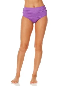 Women's Live In Color Convertible High Waist Shirred Swim Bottom(Womens Live In Color Convertible High Waist Shirred Swim Bottom 10) -Anne Cole Store MYMB36001 PUHR 1362