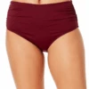 Women's Live In Color Convertible High Waist Shirred Swim Bottom(Womens Live In Color Convertible High Waist Shirred Swim Bottom 4) -Anne Cole Store MYMB36001 WINE 936 5
