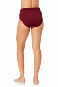 Women's Live In Color Convertible High Waist Shirred Swim Bottom(Womens Live In Color Convertible High Waist Shirred Swim Bottom 4) -Anne Cole Store MYMB36001 WINE 936 6