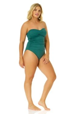 Women's Live In Color Twist Front Shirred One Piece Swimsuit(Womens Live In Color Twist Front Shirred One Piece Swimsuit 4) -Anne Cole Store MYMO00501 GRNI L10 2747