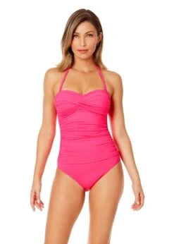 Women's Live In Color Twist Front Shirred One Piece Swimsuit(Womens Live In Color Twist Front Shirred One Piece Swimsuit 9) -Anne Cole Store MYMO00501 PPCH 607 FRONT