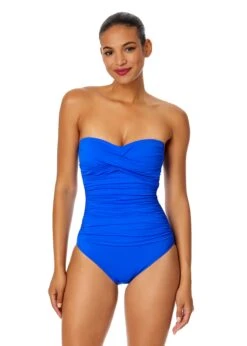 Women's Live In Color Twist Front Shirred One Piece Swimsuit(Womens Live In Color Twist Front Shirred One Piece Swimsuit 15) -Anne Cole Store MYMO00501 ROY RoyalBlue 596 FRONT